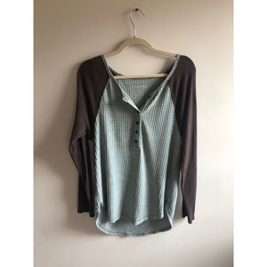 We The Free Teal Waffle Long Sleeve